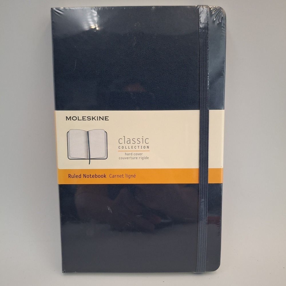 Moleskine Classic Notebook Hard Cover Navy Blue Ruled Lined Paper 5x8.25 Large